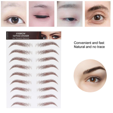 6D Eyebrow Tattoo Sticker Professional Waterproof Eyebrow Transfer Sticker Eyebrow Makeup Tool for Women and Girls (Brown)(BROWN-01)