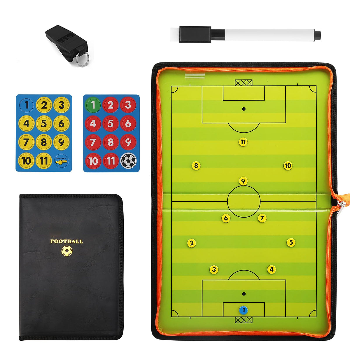Felenny Football Tactic Board,Magnetic Soccer Tactics Coaching Board,Double Foldable Sided Soccer Dry-Erase Football Strategy Coach Board Portable Football Training Board with Marker Pen