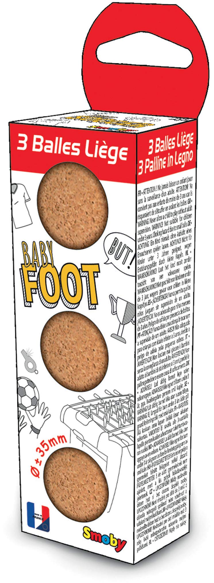 Smoby - Cork Balls 35 mm - Pack of 3 - for Table Football - Made in France - 140411