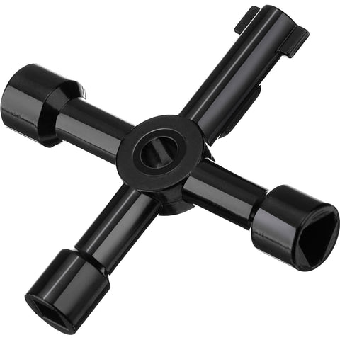 4-Way Multi-Functional Utilities Key for Electric Water Gas Meter Box Cupboard Cabinet Opening Key (Black)