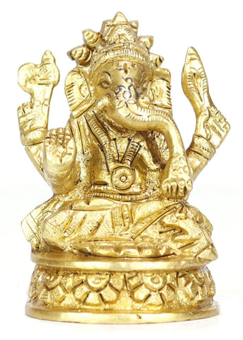 ASHIRWAD Shree Ganesha Brass Idol for Home Statue of Lord Hindu God (Ganesha-010)