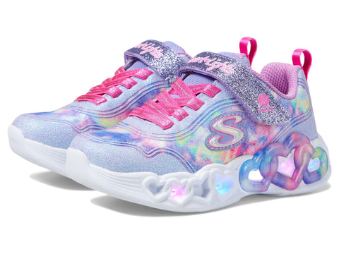 Skechers Kids Infinite Heart Lights-Color Sneaker, Lavender/Multi, 13 US Unisex Little Kid