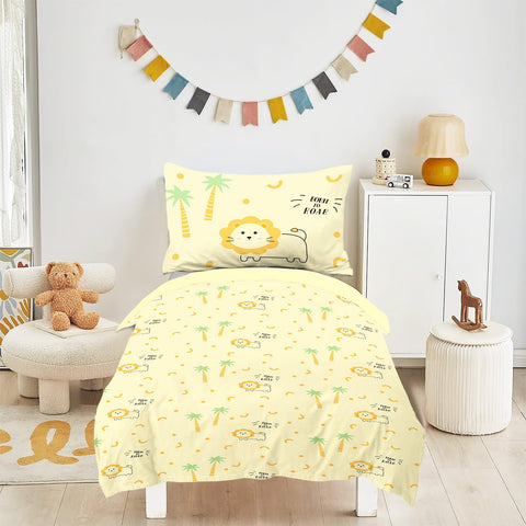 INTOMENG Cute Lion Bedding Duvet Cover Single 135×200cm Quilt Cover Set for Kids Girls Boys with 1 Pillowcase 50×75cm 100% Microfibre Soft and Cozy Bedding for a Blissful Sleep