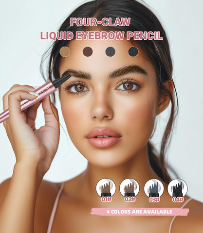 Microblading Eyebrow Pen - Magic 4-Tip Eyebrow Pencil for Women - Natural-Looking, Hair-Like Defined Brows with Microblade Pen (BLACK COLOR)