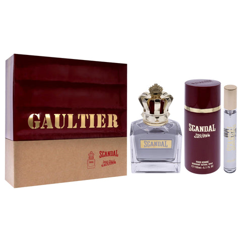Jean Paul Gaultier Scandal 3.4oz EDT Spray, 0.33oz EDT Spray, 5.1oz Deodorant Spray Men 3 Pc Gift Set