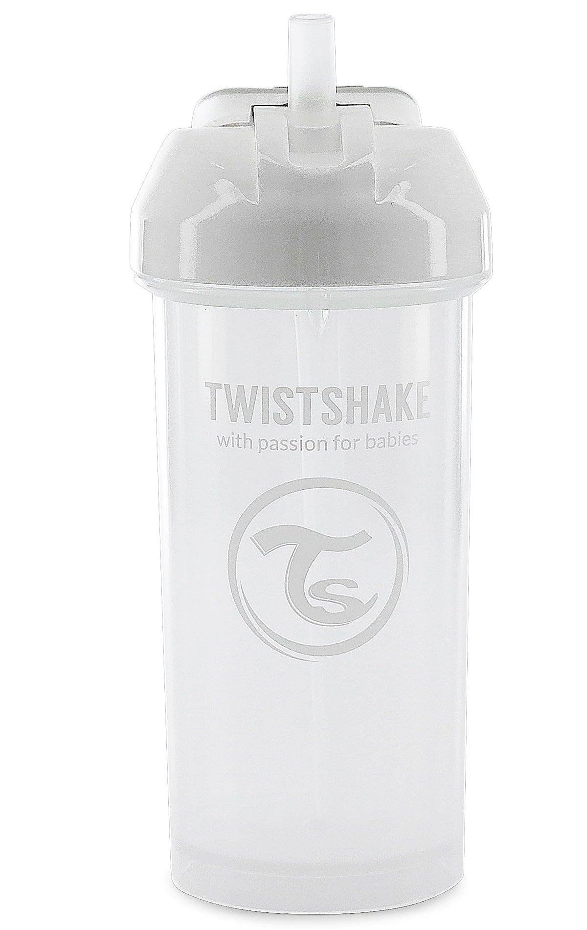 Twistshake Baby Sippy Cup with Straw - 360ml | Leak Proof Baby Water Bottles | Non-Spill Toddler Sippy Cup | BPA-Free Straw Cup | Training Sippy Cup for Kids | White