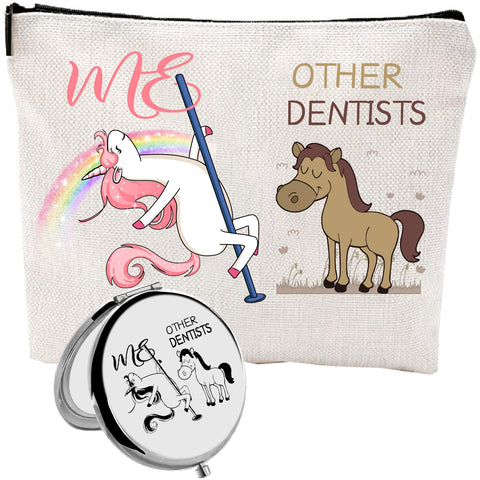 Christmas Gifts for Dentist,Dentist Zipper Makeup Bag Cosmetic Pouch,Dentist Travel Toiletry Pouch Organizer Bag,Dentist Compact Mirror,Dentist Gifts
