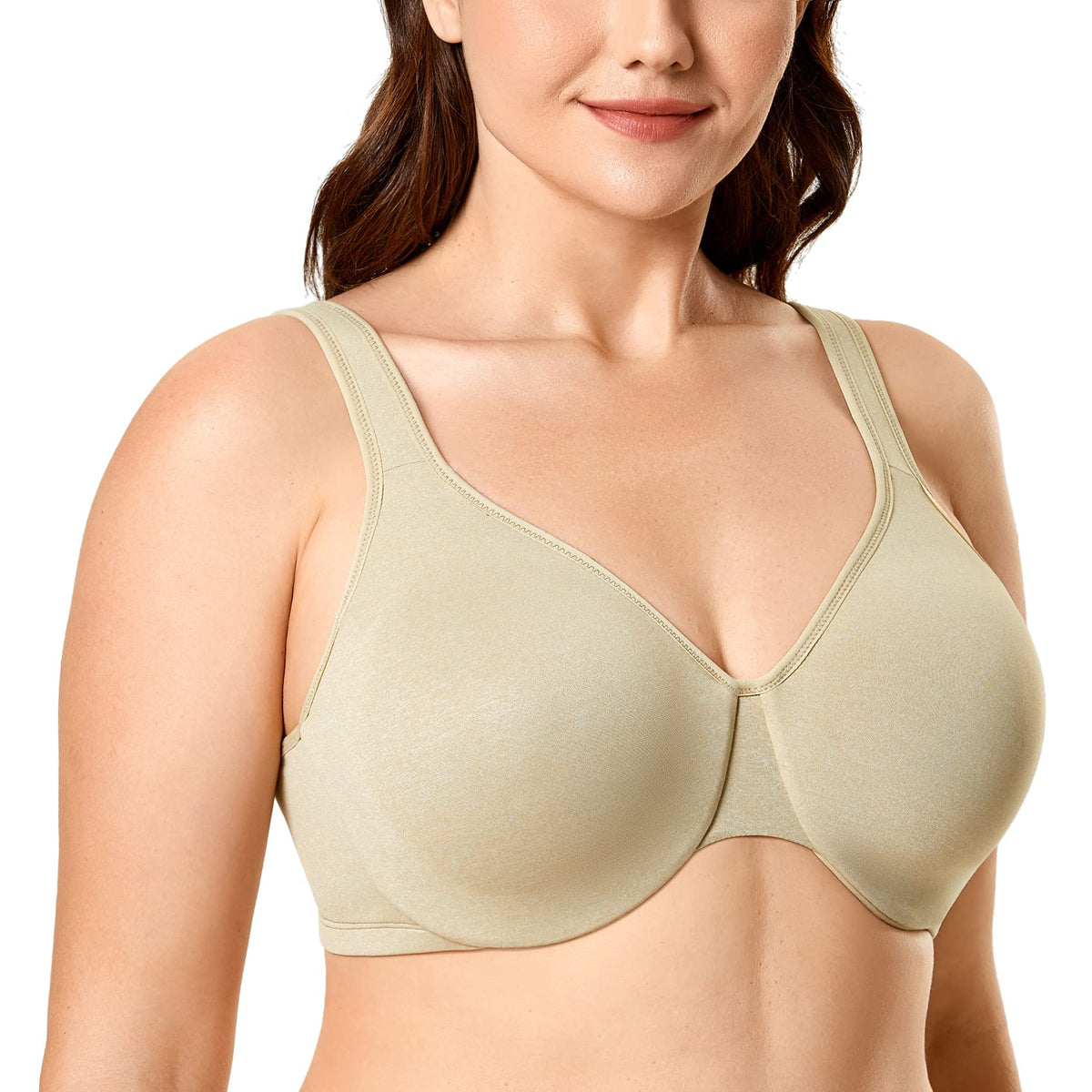DELIMIRA Women's Minimizer Seamless Full Coverage Underwire Non Padded Bra Light Green Heather 34B