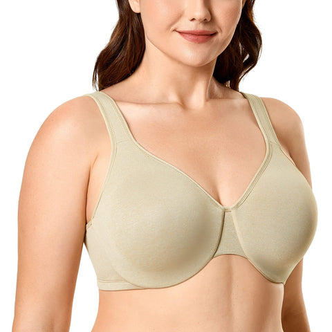 DELIMIRA Women's Minimizer Seamless Full Coverage Underwire Non Padded Bra Light Green Heather 34B