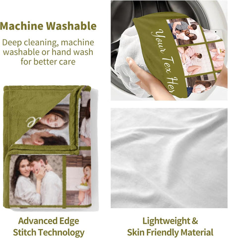 Rainsar Personalised Blanket with Photos and Text, Custom Blanket (Size 150X200 cm)