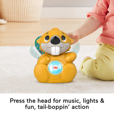 Fisher-Price Linkimals BoppinÃƒÂ¢Ã¢â€šÂ¬Ã¢â€žÂ¢ Beaver - UK English Edition, Light-up Musical Activity Toy for Baby, GXD79