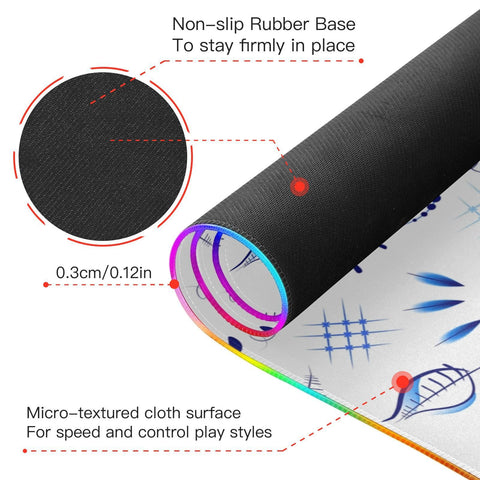 Blue Birds Roses Wireless Charging Mouse Pad for Mobile Phone Extra Large Gaming Mousepad with 13 Lighting Modes Extended Desk Mat for Gaming MacBook PC Laptop Desk Office Home