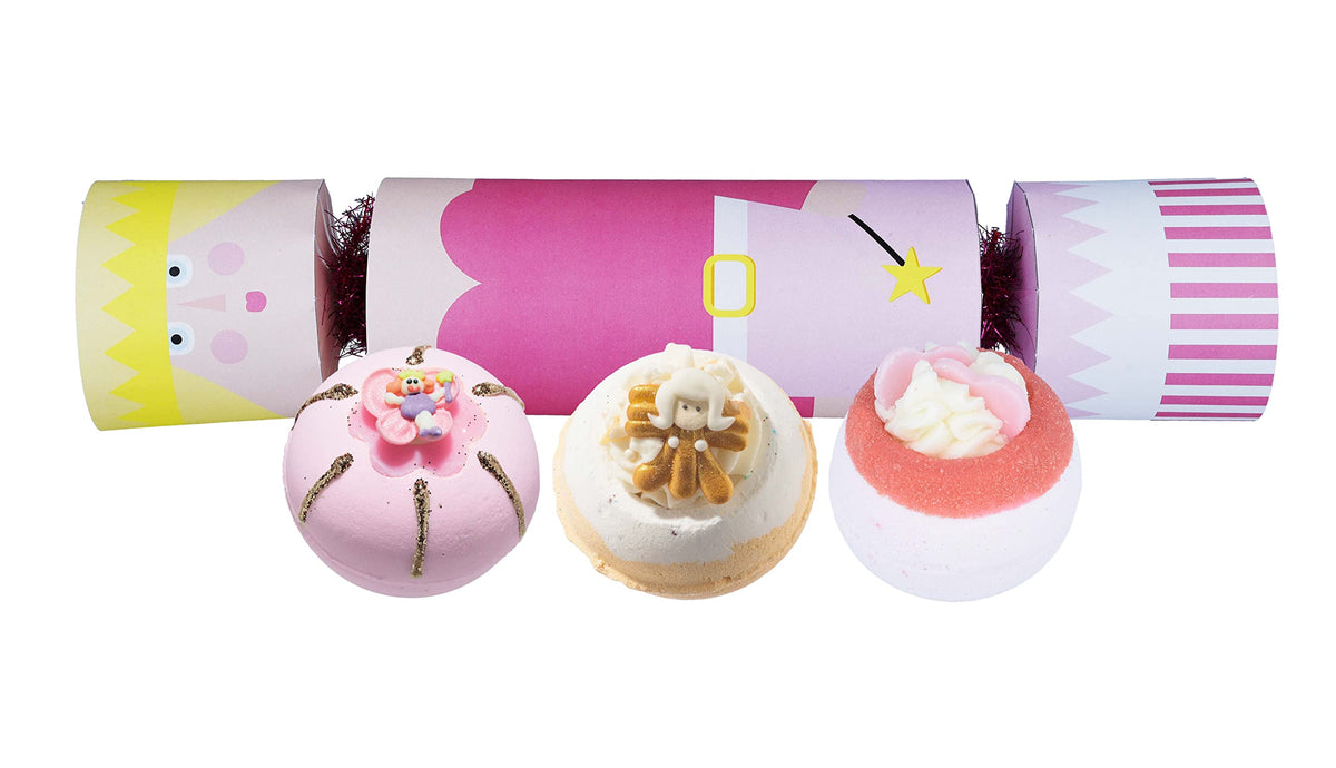 Bomb Cosmetics Fairy Godmother Cracker Handmade Bath Blaster Gift Pack, Contains 3-Pieces, 160g Each, Pink
