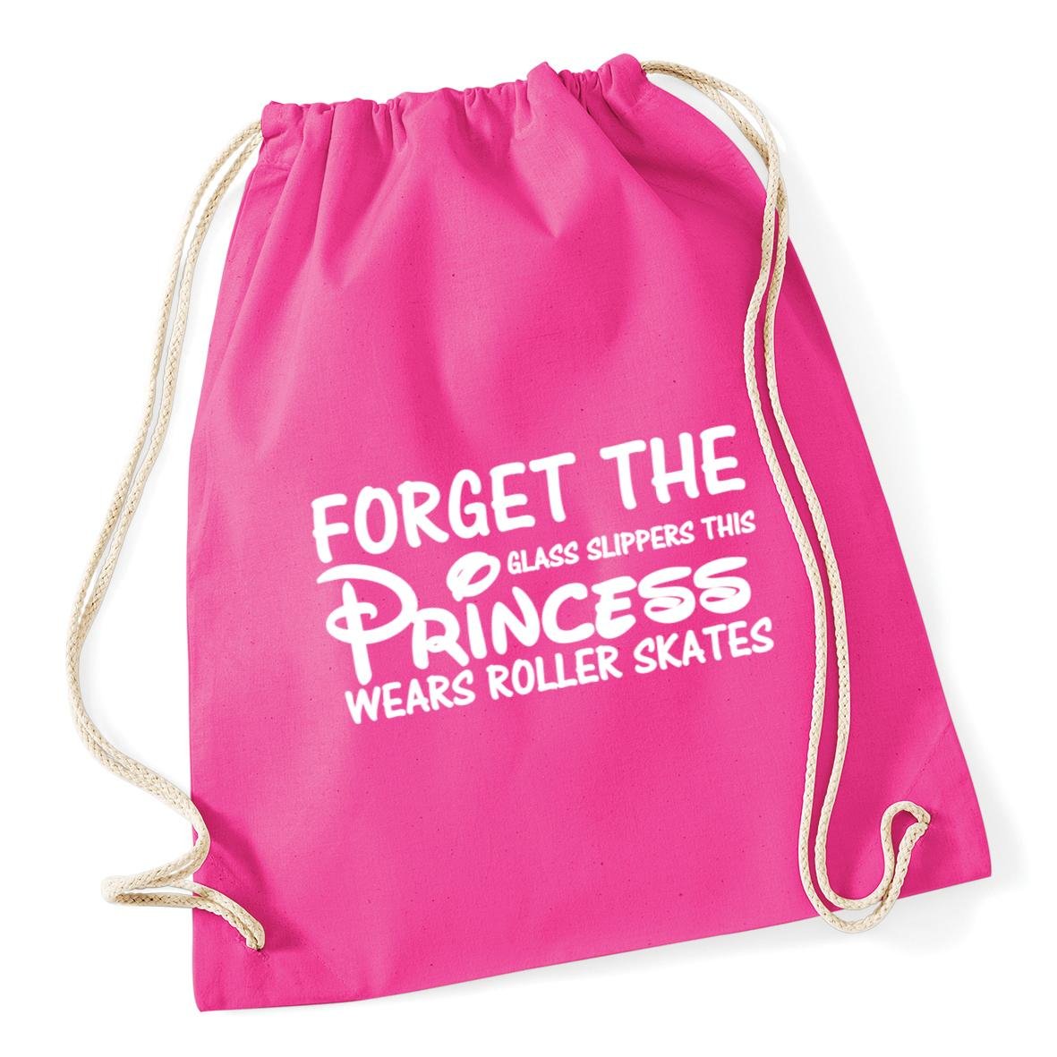 Hippowarehouse Forget the glass slippers this princess wears roller skates Drawstring Cotton School Gym Kid Bag Sack 37cm x 46cm, 12 litres