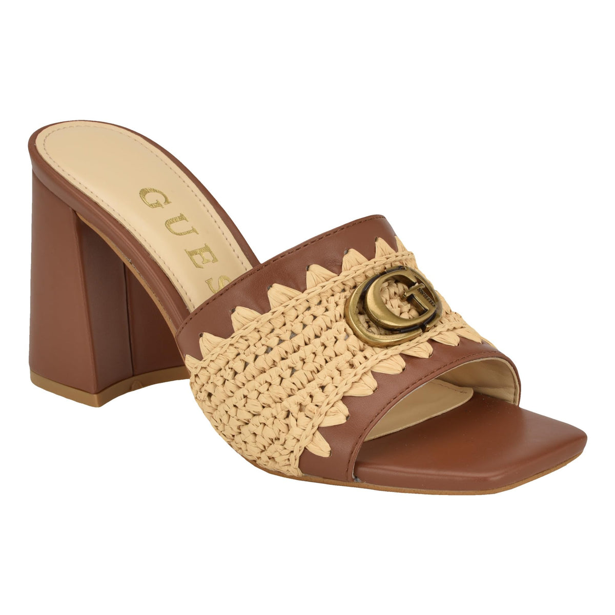 Guess Women's GELLIAN Heeled Sandal, Natural 111, 6.5