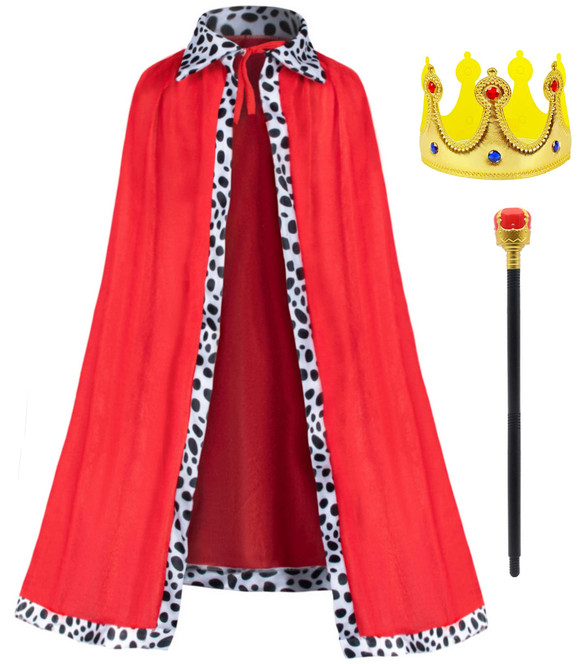 King Costume for Aldult Robe Crown Scepter Set Mens Royal Prince Dress Up Cosplay, Aldult Red, One size