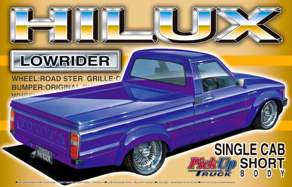 Aoshima Models Toyota Hilux Lowrider Truck, 1:24 Scale