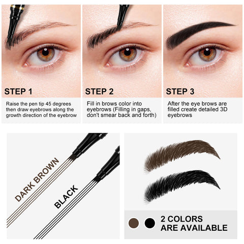 Boobeen 3 in 1 Eye Makeup Set with Liquid Eyeliner Pen, Microblading Eyebrow Pencil and Volume Mascara for Eyelashes, Quick-dry Waterproof Formula, Long Lasting Smudge-proof All Day Natural Eye Look