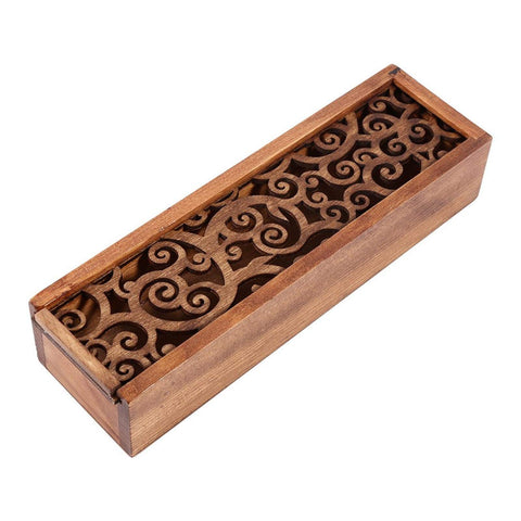 Wooden Pencil Case, Retro Hollow Box Pen Desk Storage Organizer Student School Office Gift Small Objects Holder(1#)