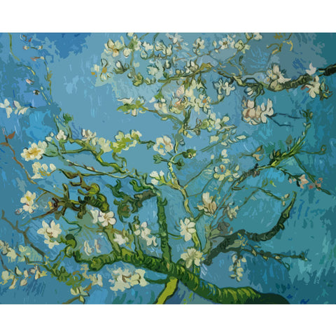 Vincent Van Gogh Masterpiece Series Paint by Numbers for Adults by Tococoo, DIY Adult Paint by Number Kits for Beginners on Canvas Rolled 16" by 20" Unframed (Bloom Apricot Flowers)