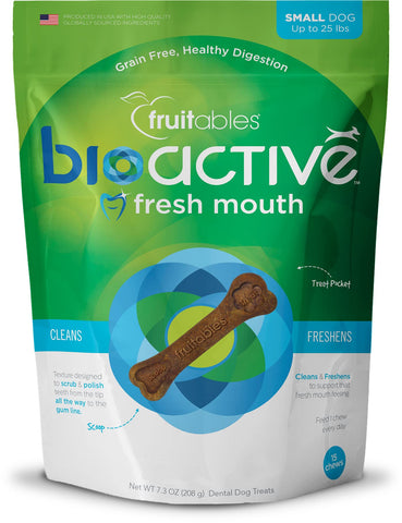 Fruitables Bioactive Fresh Mouth Dental Chews - Mini Size Dog Treats - Dental Treats for Dogs - Dog Dental Chews - 7.3 Ounces