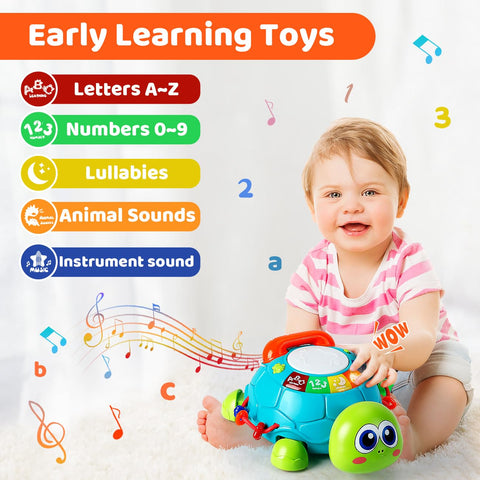 SYHLN Toys for 1 Year Old Boys Girls Gifts, Tummy Time Crawling Turtle Baby Toys 6 to 12 Months, Baby Einstein Musical Light Up Toys for Infants 12-18 Months, 1st Birthday Gifts for Girls Boys