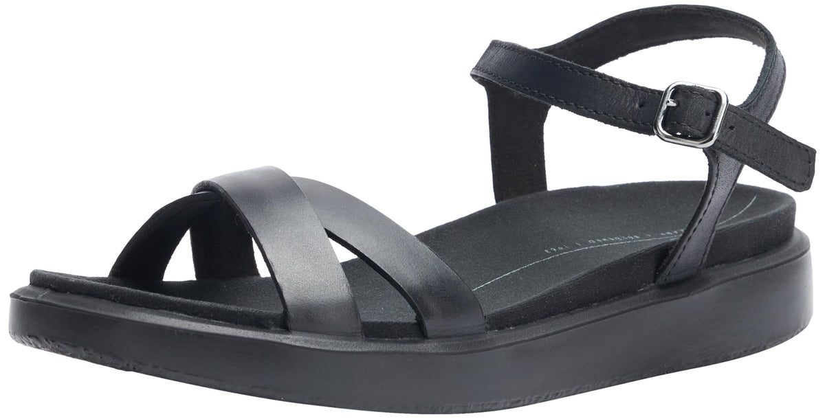 ECCO women's Yuma Ankle Strap Sandal, Black Nubuck, 6-6.5 US