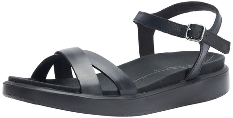 ECCO women's Yuma Ankle Strap Sandal, Black Nubuck, 6-6.5 US