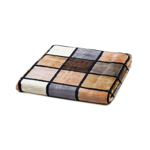 Gözze - Soft Blanket, Cashmere Feel, High Fabric Weight 500 g/m², Antigua, 150 x 200 cm - Taupe/Creme/Chocolate