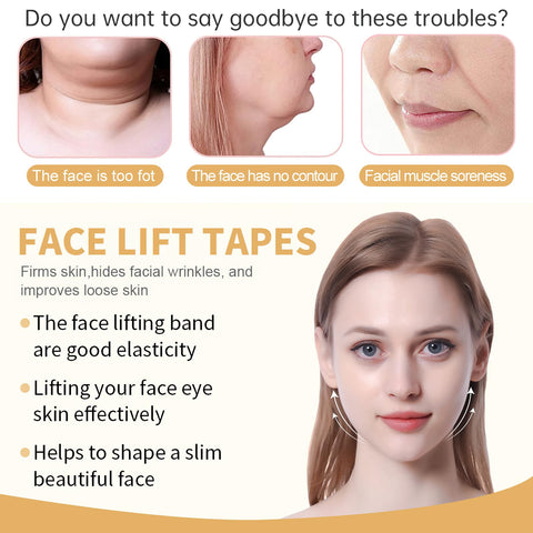 Face Lift Tapes, Invisible Facial Lifting Stickers, (4pcs bands, 20pcs tapes) Face Rescue Instant Correcting Strips Anti-Wrinkles V-face Lifting Facial Skin