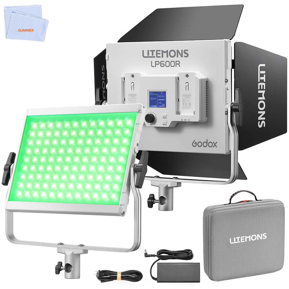 Godox Litemons LP600R RGB LED Light Panel with App Control, 60W Studio Photo Lighting with Privacy Screens, 1800K - 10000K, 14 FX Modes, 360° Rotatable, CRI 96+ TLCI 96+ (LP600R)