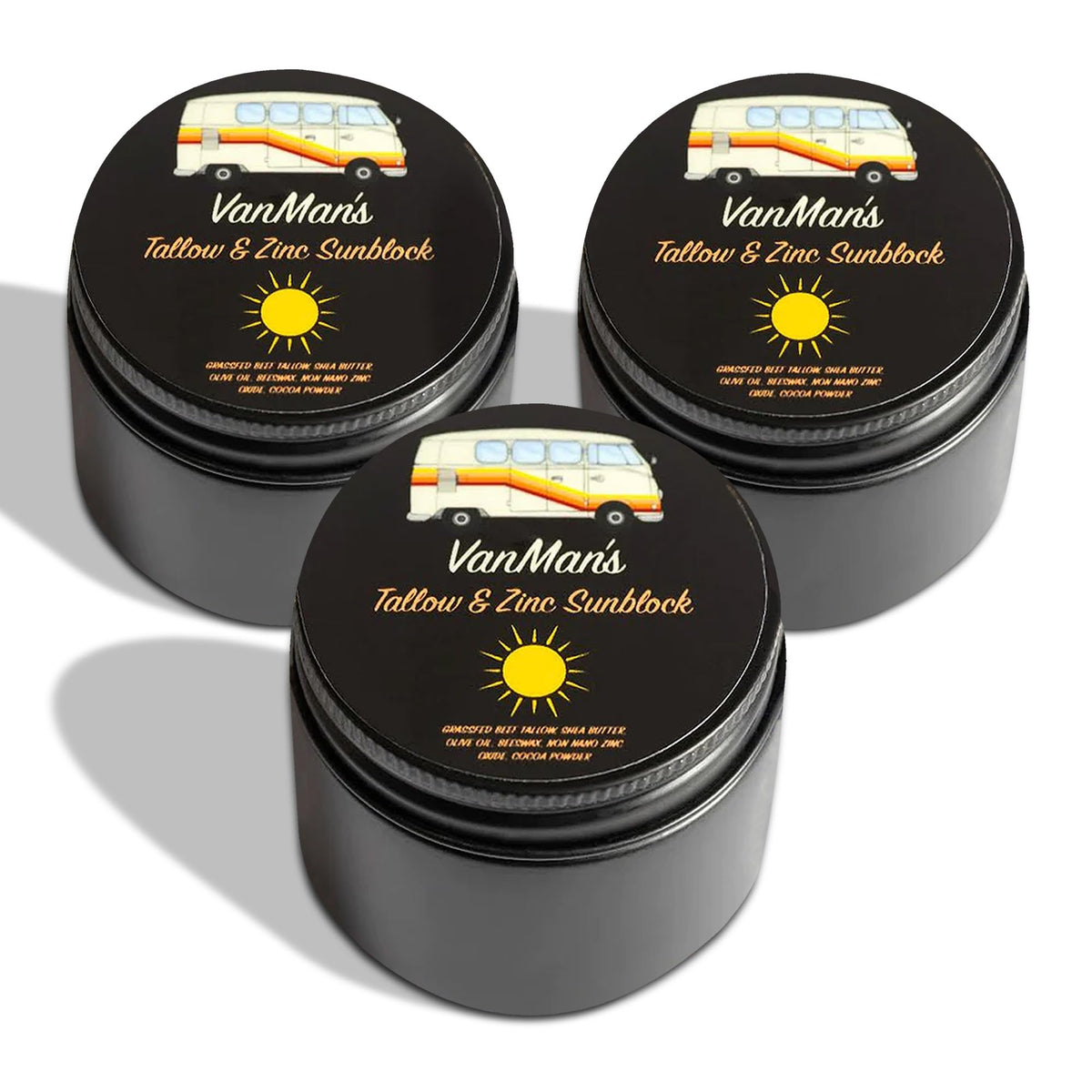 Tallow & Zinc SunBlock (3 pack) 2 oz Water Resistant 25 SPF Sunscreen w/Organic Olive Oil, Beeswax, & More - Sun Screen Protector for Face and Body - Mineral Sunscreen w/Non-Nano Zinc Oxide Barrier