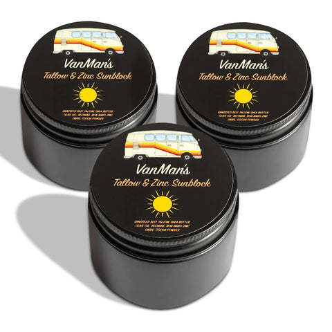 Tallow & Zinc SunBlock (3 pack) 2 oz Water Resistant 25 SPF Sunscreen w/Organic Olive Oil, Beeswax, & More - Sun Screen Protector for Face and Body - Mineral Sunscreen w/Non-Nano Zinc Oxide Barrier