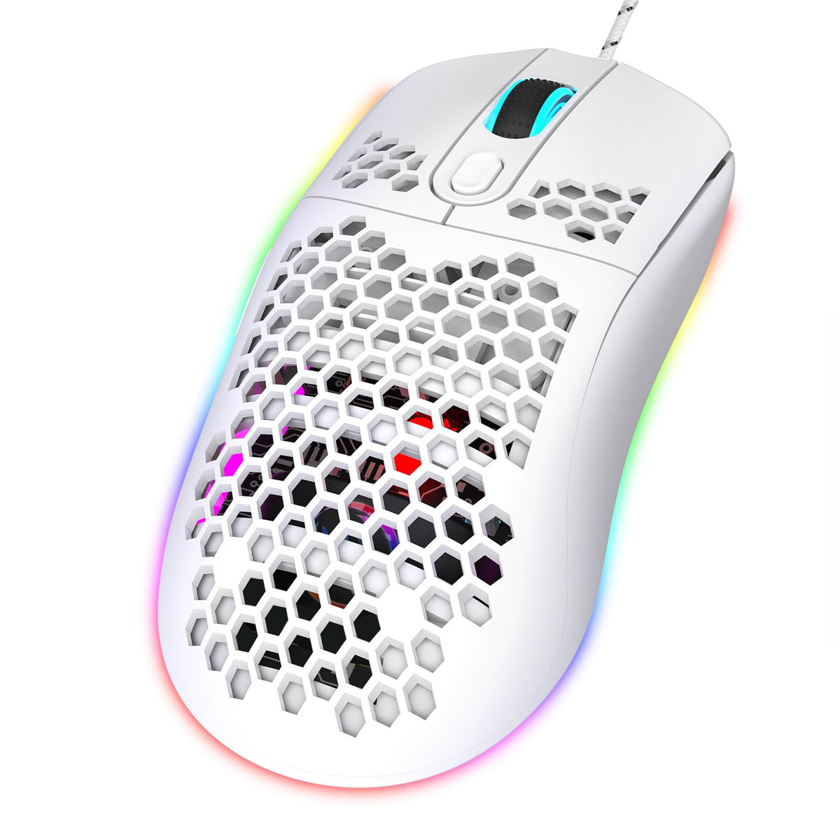 ciciglow Wired Gaming Mouse, X600 Wired USB Computer Mouse, 8000DPI RGB Backlight Corded Mouse for Computers Gaming Devices, 6 Programming Buttons, Office and Home Mice (White)