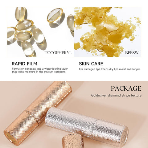 Easilydays Color Changing Lipstick, 24k Glod Foil Leaf Color Change Ph Lip Balm, Moisturizer Lip Balm, Snow Radiance Translucent Luxurious Lip Gloss, Temperature Change Long Lasting Glow Lip Lip Gloss Base (Glod Foil)