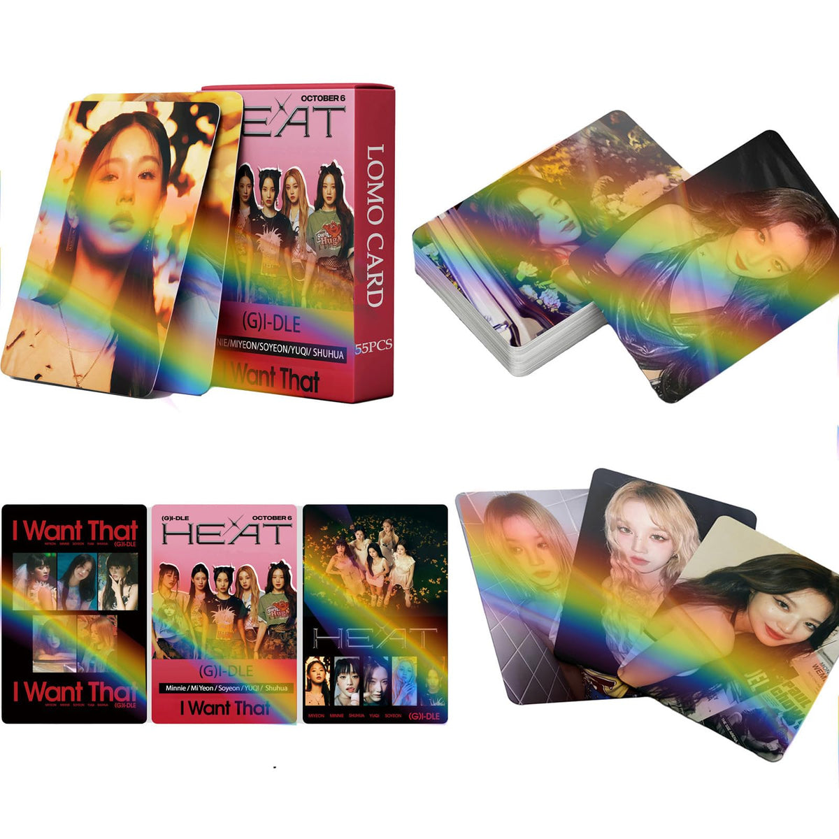 Heat Laser card 55Pcs Gidle Photocards Gidle Laser card (G) I-DLE Lomo Cards Gidle Heat Album card Gidle KPOP Merch Photocard Set Gift for Fans Party Decorations Gidle Merch