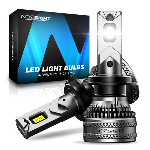NOVSIGHT H7 LED Headlight Bulbs - 45000LM 200W H7 Headlight Bulbs with Fan, 6500K Cool White Brightness H7 LED Halogen Replacement Conversion Kits, IP68 Waterproof, Pack of 2