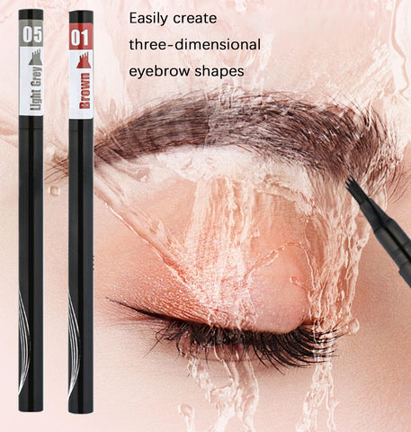 2024 New Eyebrow Microblading Pen, 3D Waterproof Microblading Eyebrow Pencil Contouring Pen, 4-Tipped Precise Brow Pen, Natural Long-Lasting Fine Stroke Magic Eyebrow Pencil