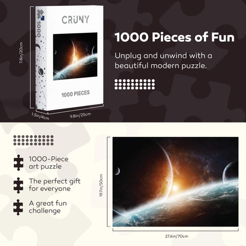 Cruny Puzzle for Adults 1000 Pieces - Jigsaw Puzzle 1000 Pieces Adult Ideal on a Puzzle Mat or Puzzle Board - Relaxing Adult Jigsaw Puzzles 1000 Pieces & Great 1000 Piece Puzzles for Adults (Space)