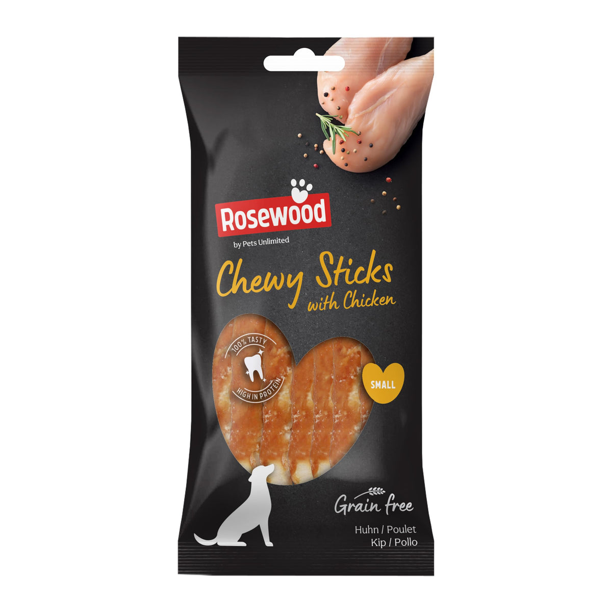 Pets Unlimited Chewy Sticks, Chicken wrapped Beef Skin twists with no artificial Colours flavours or perservatives, A 100% Natural delicious and healthy treat