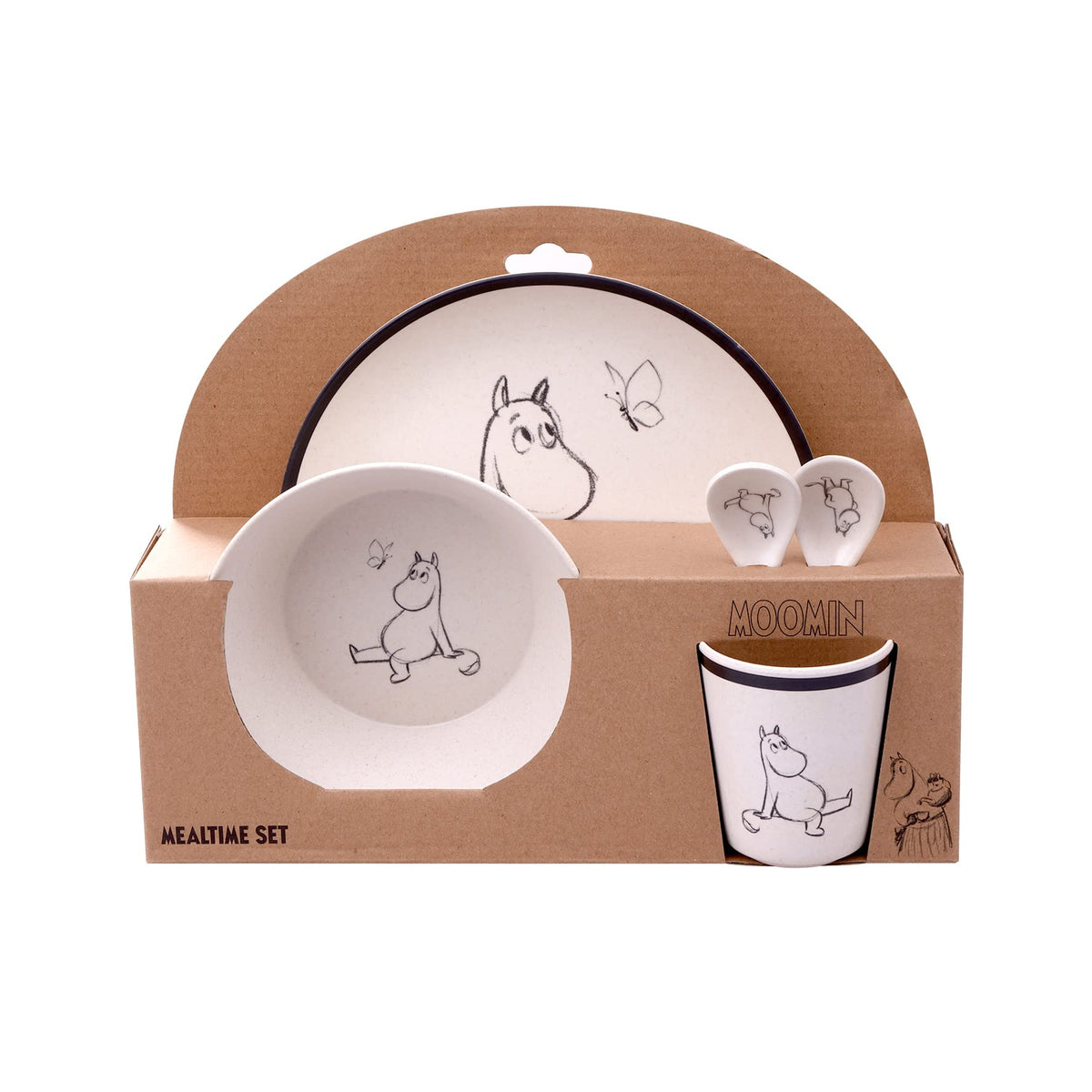 Barbo Toys Moomin Mealtime Set - Moomin Tableware Set - Eating Set - For Babies, Toddlers and Small Children - With Plate, Bowl, Cup and 2 Spoons - Moomin Valley Illustrations