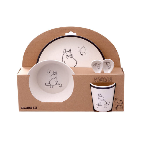 Barbo Toys Moomin Mealtime Set - Moomin Tableware Set - Eating Set - For Babies, Toddlers and Small Children - With Plate, Bowl, Cup and 2 Spoons - Moomin Valley Illustrations