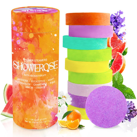 SHOWEROSE 10-Pcs Shower Steamers Aromatherapy, 8 Flavors Shower Steamers for Women, Mother's Day Spa Gifts for Women, and Shower Bombs for Women