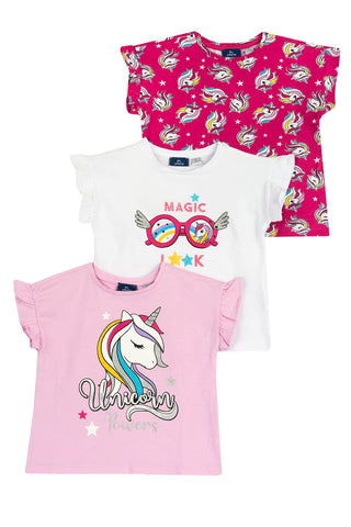 Chicco Girl's Set 3 Piece T-Shirt, Multi-Coloured, 5 Years
