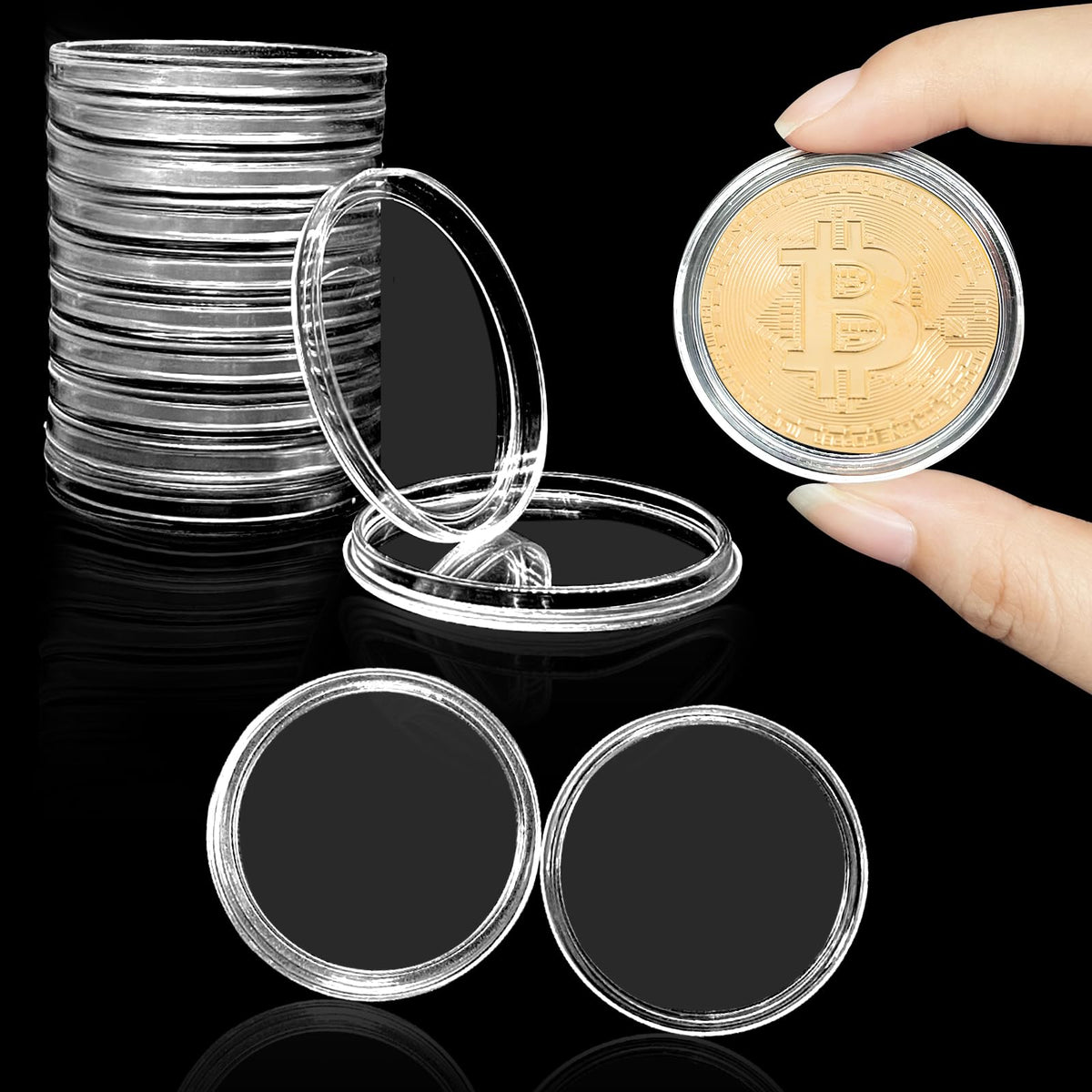 BLMHTWO 10 Pieces Coin Holder 40mm Coin Case Silver Rounds Coin Capsule Storage Professional Silver Dollar Coin Holder Container for Collectors Silver Bar Coin Collection Supplies
