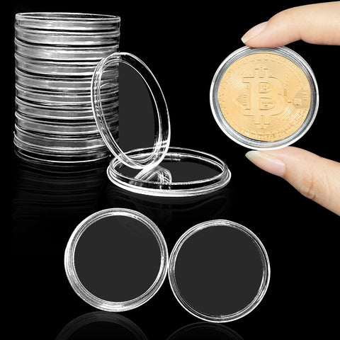 BLMHTWO 10 Pieces Coin Holder 40mm Coin Case Silver Rounds Coin Capsule Storage Professional Silver Dollar Coin Holder Container for Collectors Silver Bar Coin Collection Supplies