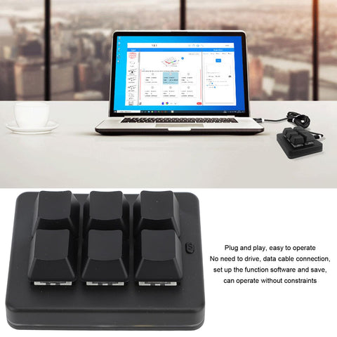 VBESTLIFE 6 Key Mini Keypad, USB 2.4G Bluetooth Mechanical Gaming Macro Keyboard One Handed Programmable OSU Keypad with RGB Lighting, for Windows, for Linux