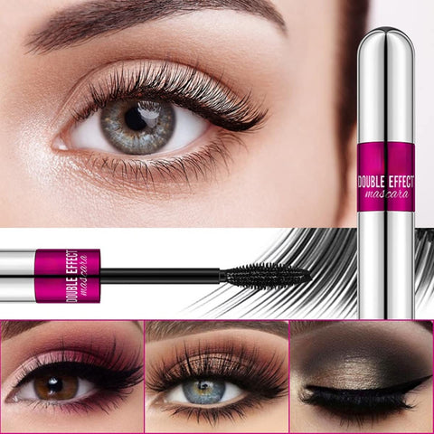 2 in 1 Black Mascara 4D Silk Waterproof Mascara 5x Volume and Lengthening Thickening Smudge Proof for Long-Lasting, Softer Tip, Filter Design No Clumping Superstrong. (B#1PCS)