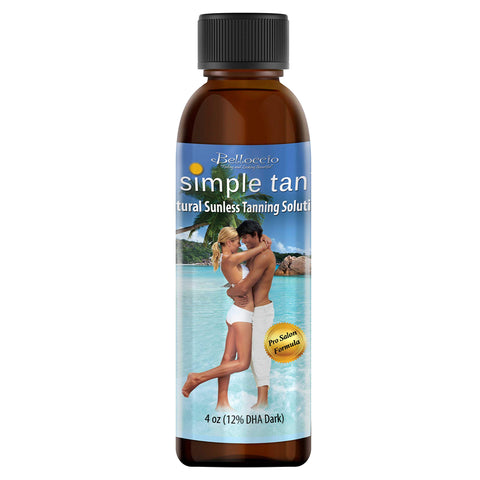 Belloccio Simple Tan 4 Ounce Bottle of Professional Salon Sunless Tanning Solution with 12% DHA and Dark Bronzer Color Guide