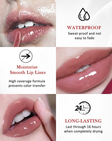 Liquid Lipstick,Ultra Stay Vinyl Lipstick Ink,Nude Pink Glossy Full Coverage Tinted Lip Gloss,Highly Pigmented Velvet Lip Color Makeup,Non-stick Cup Long Lasting Waterproof Lip Tint Stain for Women-03